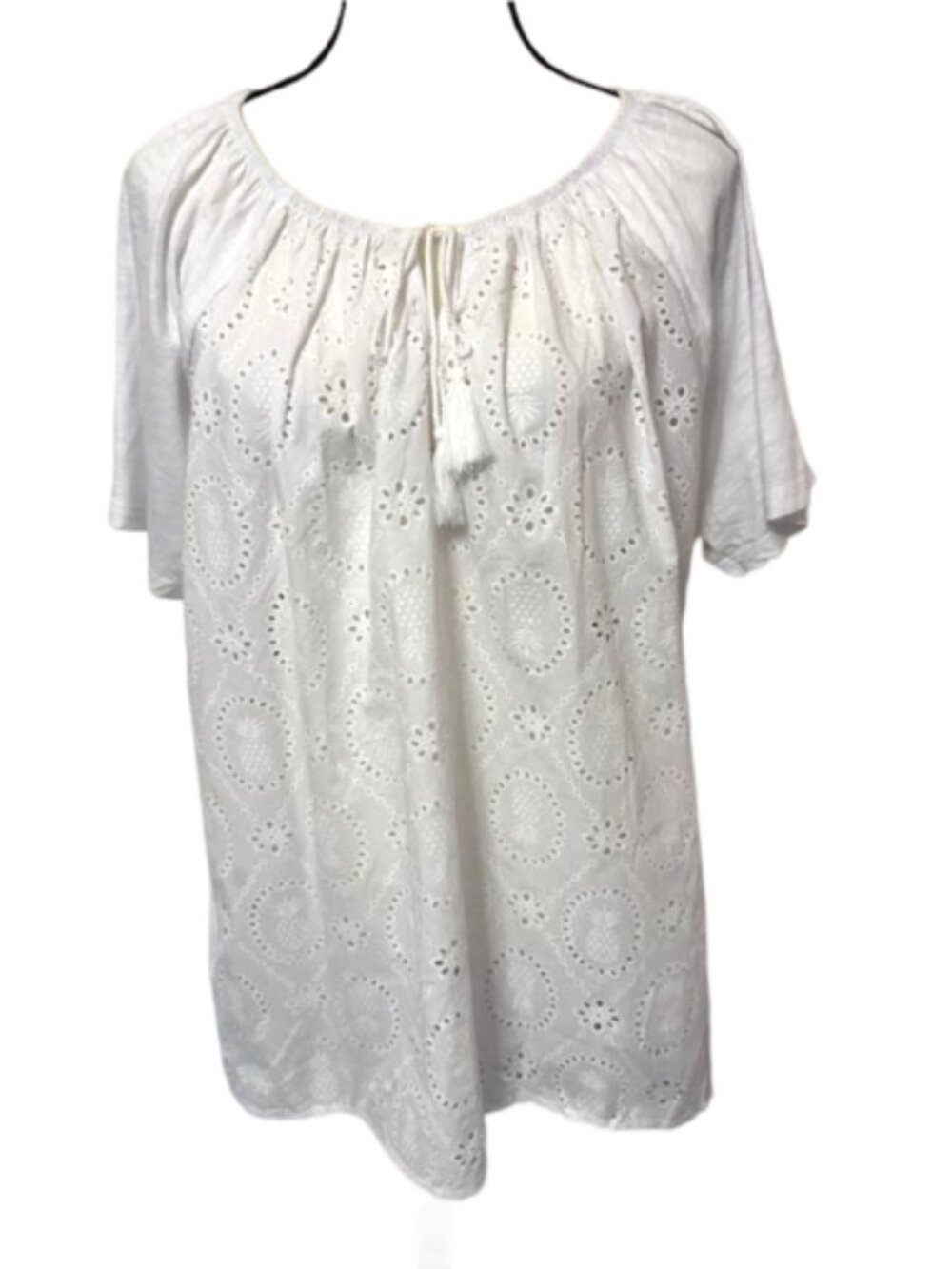 NWT Caribbean Joe Island Supply Co Eyelet Tassel Tie Top Sz 2X  #2489